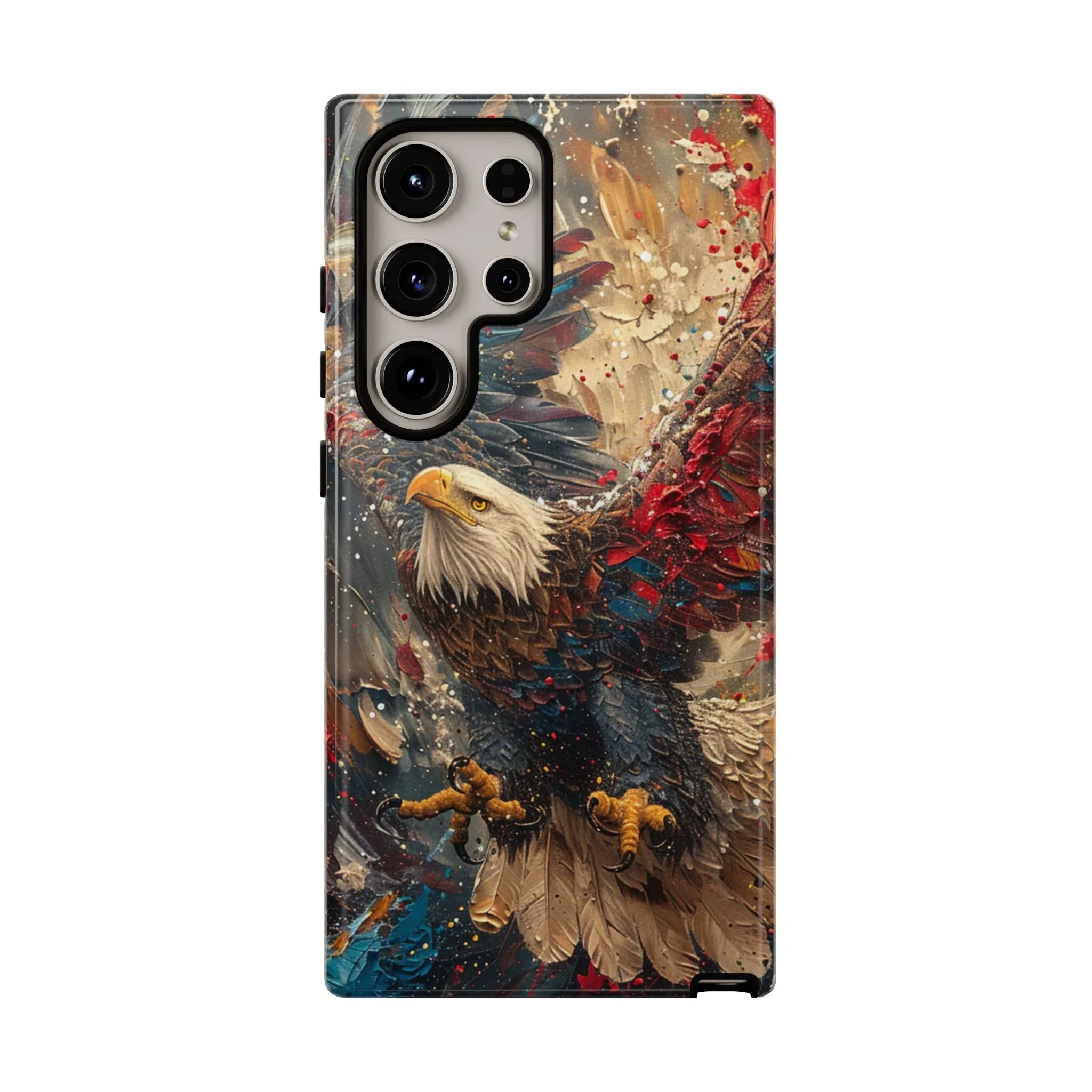 Patriotic Bald Eagle Tough Case | iPhone Phone Case, Red Blue Feather Art - 250 USA Celebration