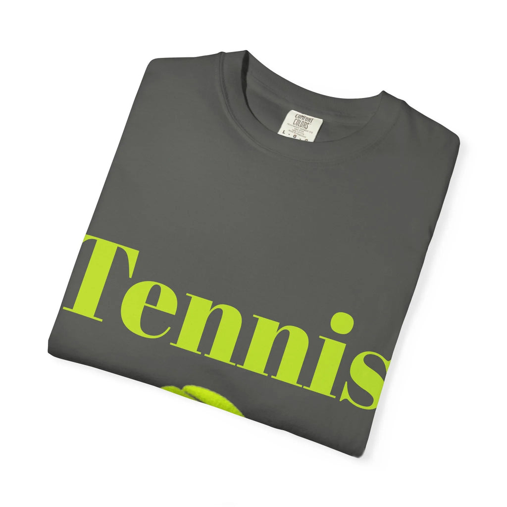 Tennis Ball Graphic Tee | Tennis Shirt, Neon Green Text - 250 USA Celebration