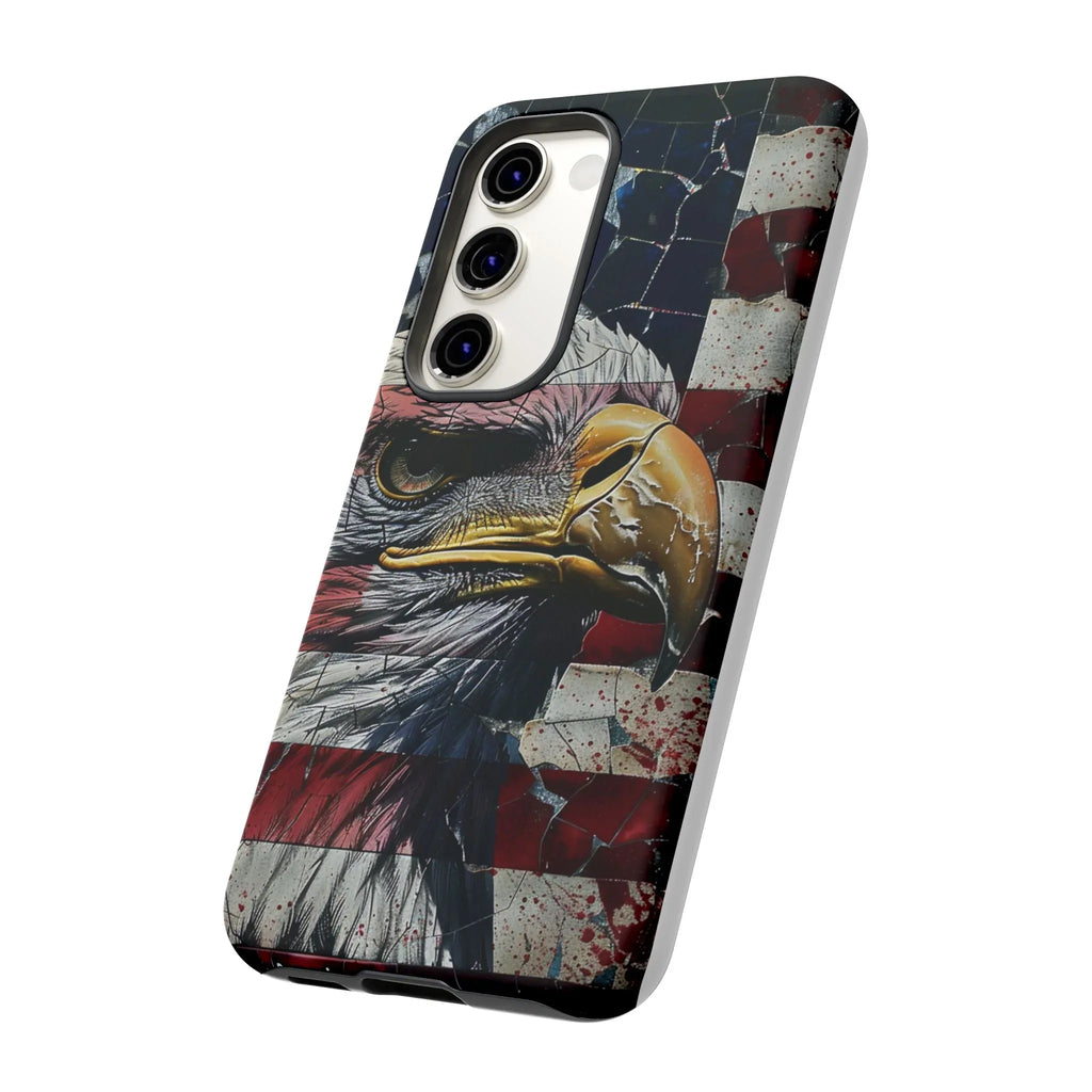 American Flag Bald Eagle phone case | Patriotic iPhone cover, cracked vintage flag design - 250 USA Celebration