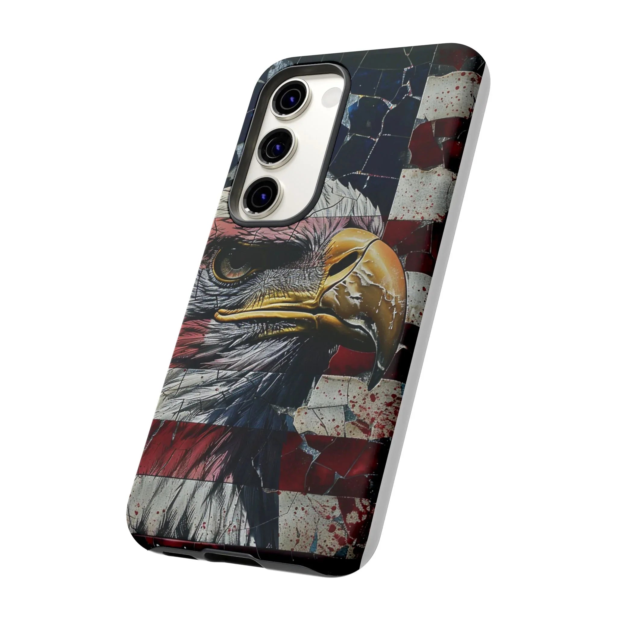 American Flag Bald Eagle phone case | Patriotic iPhone cover, cracked vintage flag design - 250 USA Celebration