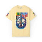 Psychedelic Mushroom Peace Sign T-Shirt | Neon Tie-Dye 60s Hippie Poster - 250 USA Celebration