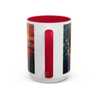 Colorful Mugs (11oz, 15oz) American Eagle Flying Coffee Cup, Patriotic American Eagle flying with American Flag in background - 250 USA Celebration