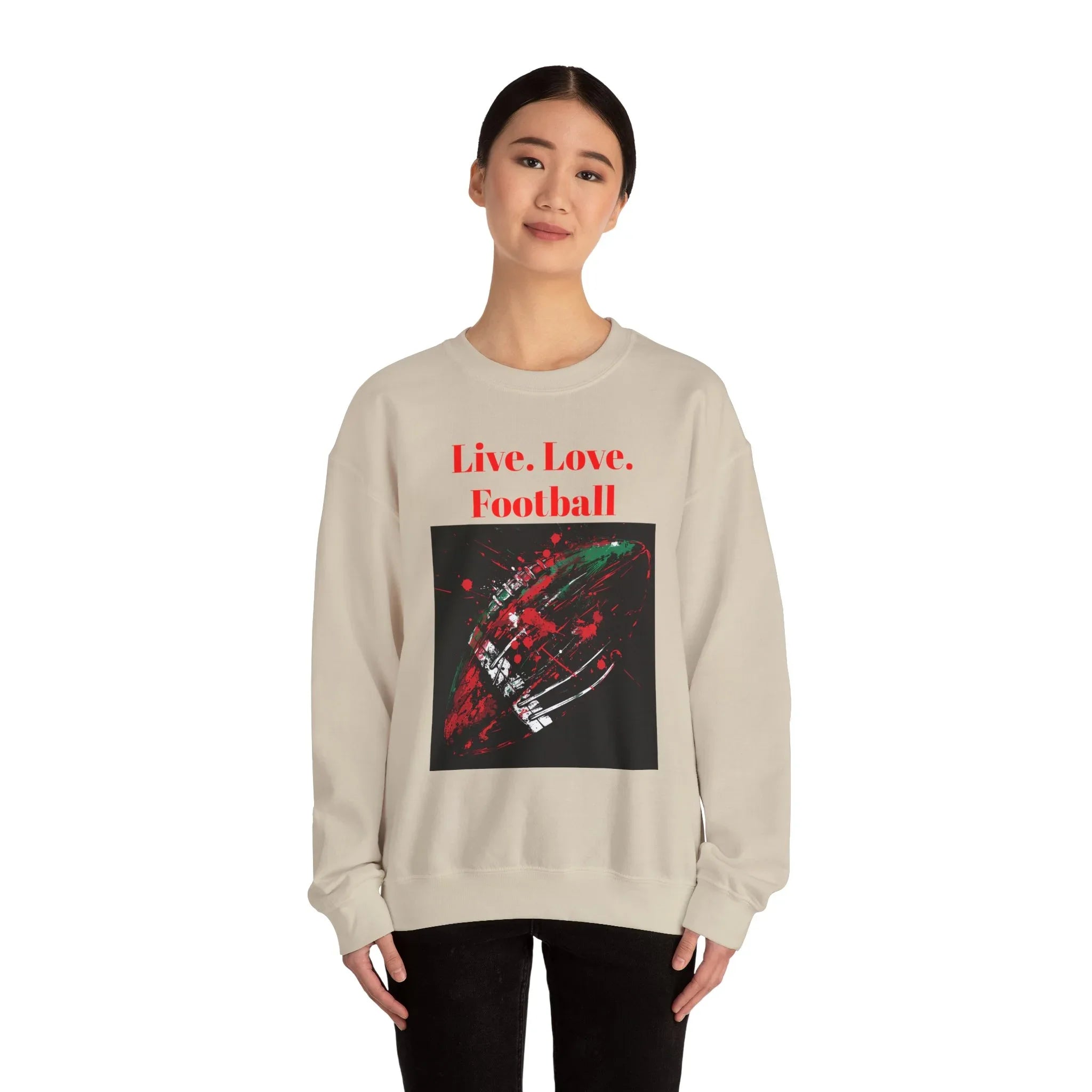 Football Sweatshirt, Live Love Football Crewneck Jumper, Sports Fan Gift, Game Day Apparel, Team Spirit Top, Unisex Sweatshirt - 250 USA Celebration