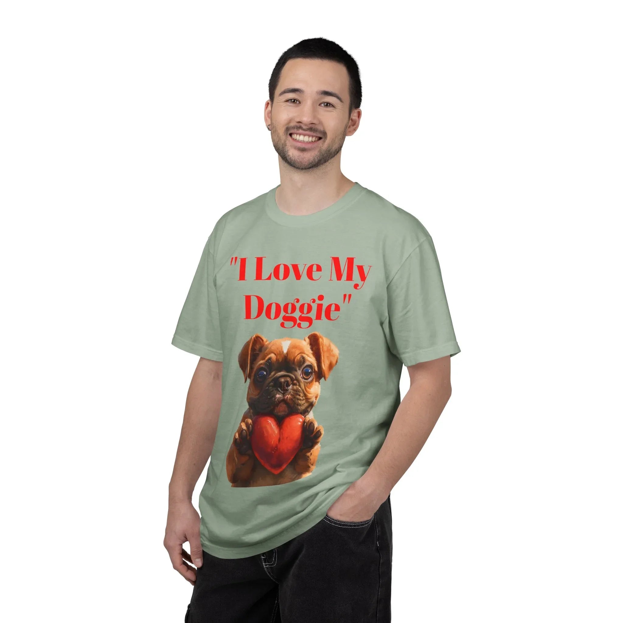 Cute French Bulldog Puppy Holding Red Heart T-shirt | Dog Lover Cartoon - 250 USA Celebration