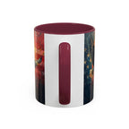 Colorful Mugs (11oz, 15oz) American Eagle Flying Coffee Cup, Patriotic American Eagle flying with American Flag in background - 250 USA Celebration