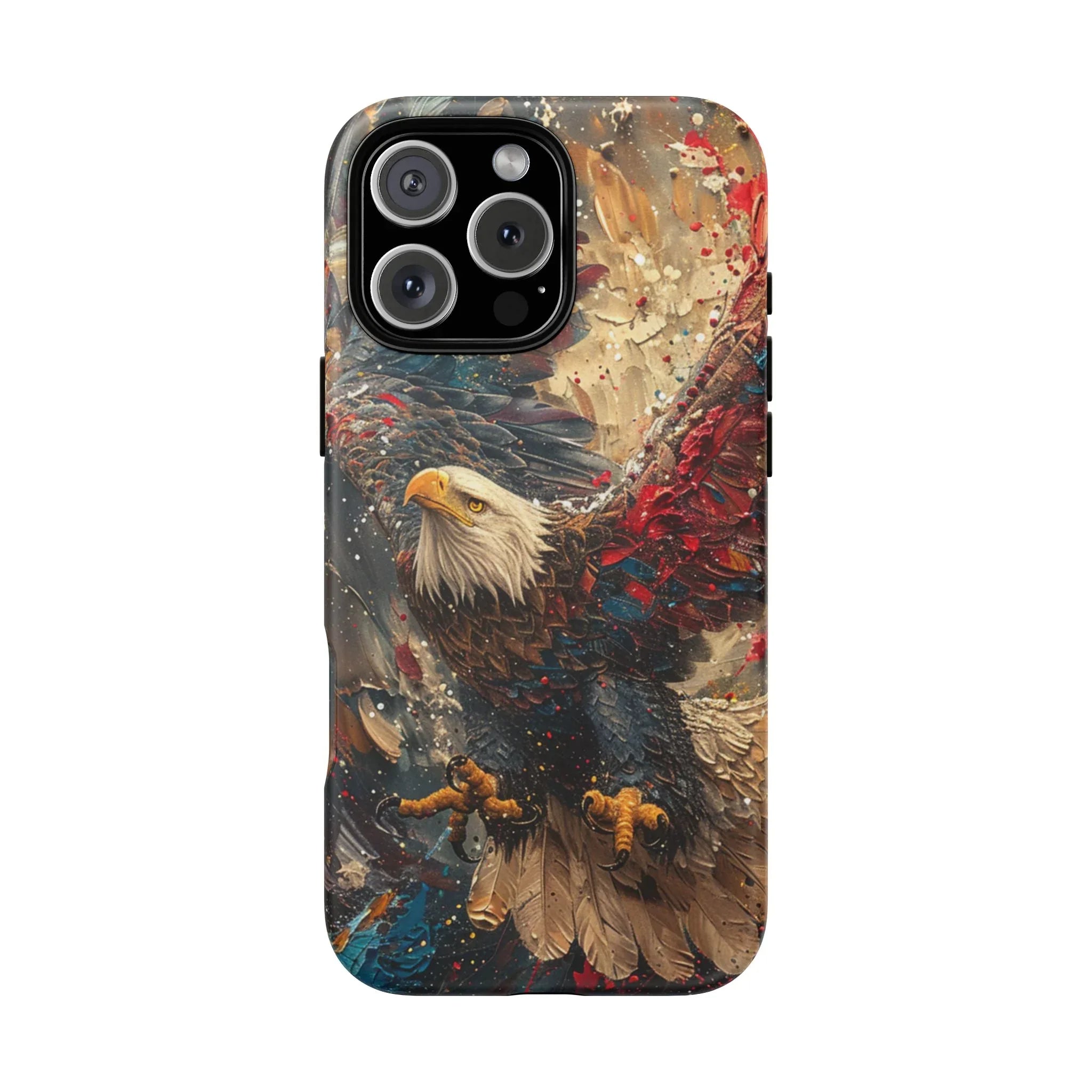 Patriotic Bald Eagle Tough Case | iPhone Phone Case, Red Blue Feather Art - 250 USA Celebration