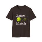 Game Set Match T-Shirt | Tennis Ball Graphic Tee - 250 USA Celebration
