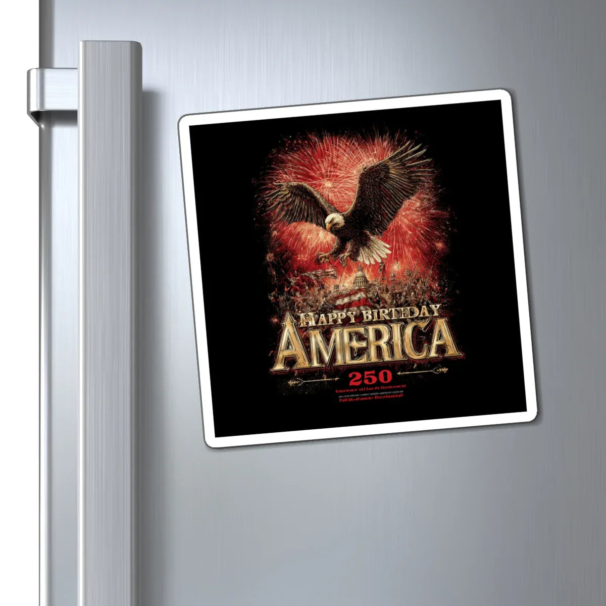 Happy Birthday America Bald Eagle Magnets | 4th of July Fireworks Refrigerator Magnet - 250 USA Celebration