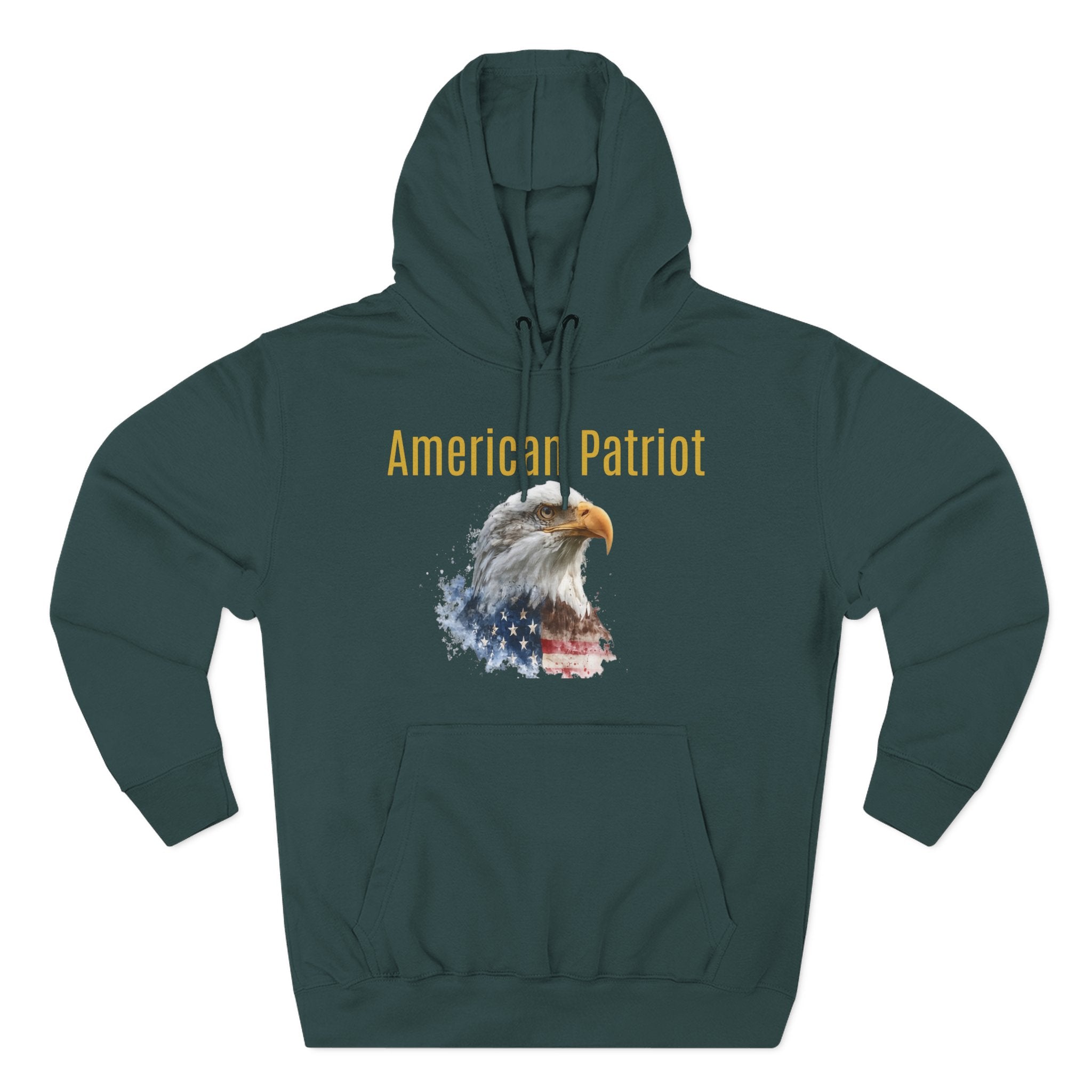 American Patriot Hoodie — Bald Eagle Flag Graphic Fleece Pullover