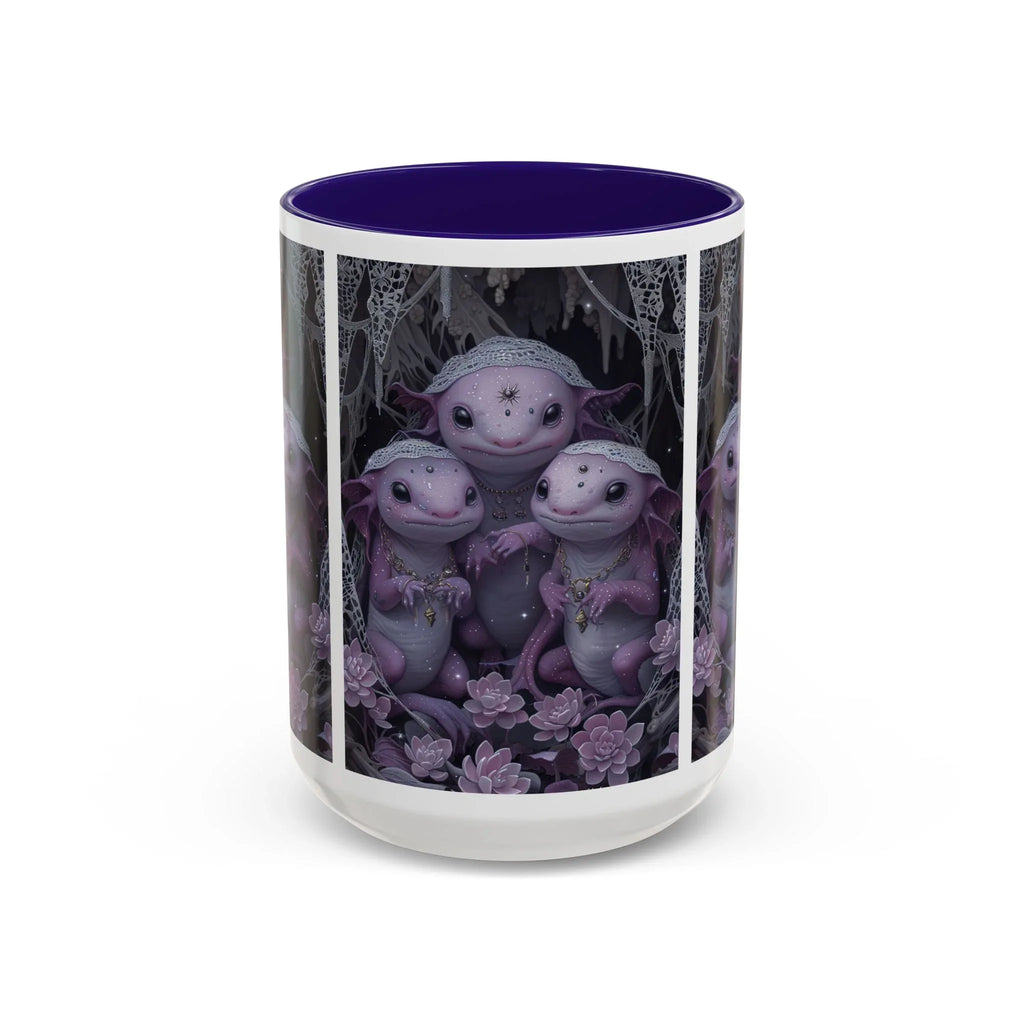 Purple Axolotl Trio Mug | Cute Amphibian Art Ceramic Coffee Cup - 250 USA Celebration