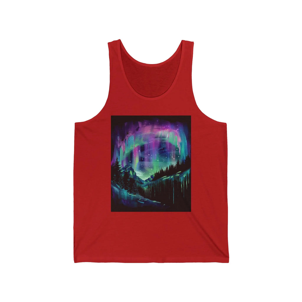 Aurora Borealis Tank top Northern Lights Night Sky, abstract art t-shirt, abstract graphic tee women, girls abstract shirt, modern abstract - 250 USA Celebration