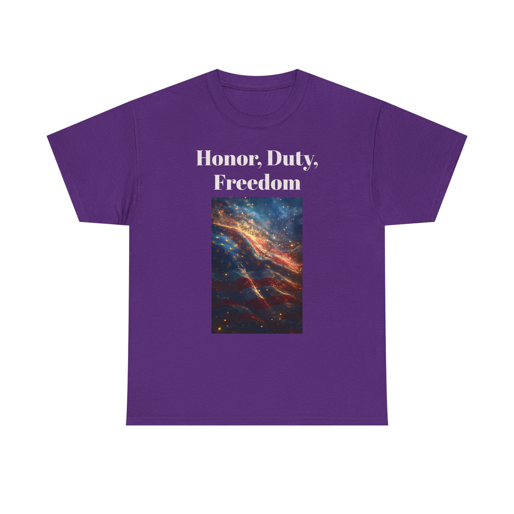 Honor, Duty, Freedom T-Shirt - Patriotic American Flag Galaxy Tee