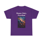 Honor, Duty, Freedom T-Shirt - Patriotic American Flag Galaxy Tee