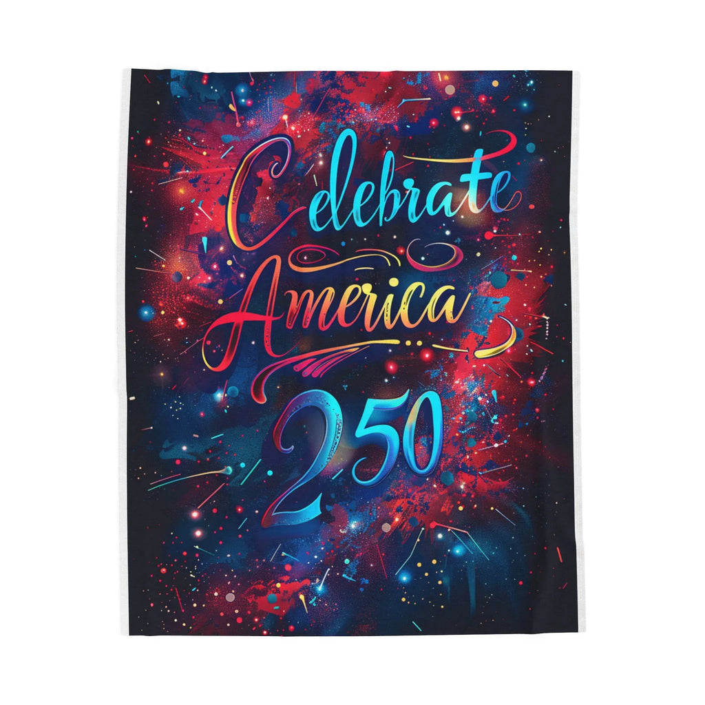 Celebrate America 250 Velveteen Plush Blanket | Patriotic Fireworks Design - 250 USA Celebration