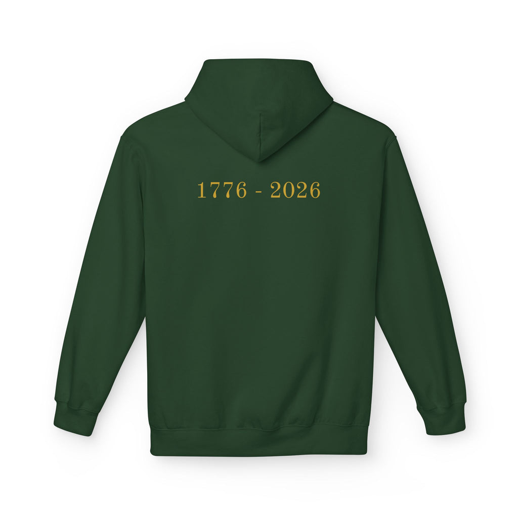 Patriotic Eagle Hoodie — American Flag Bald Eagle with "1776 - 2026" Back Print