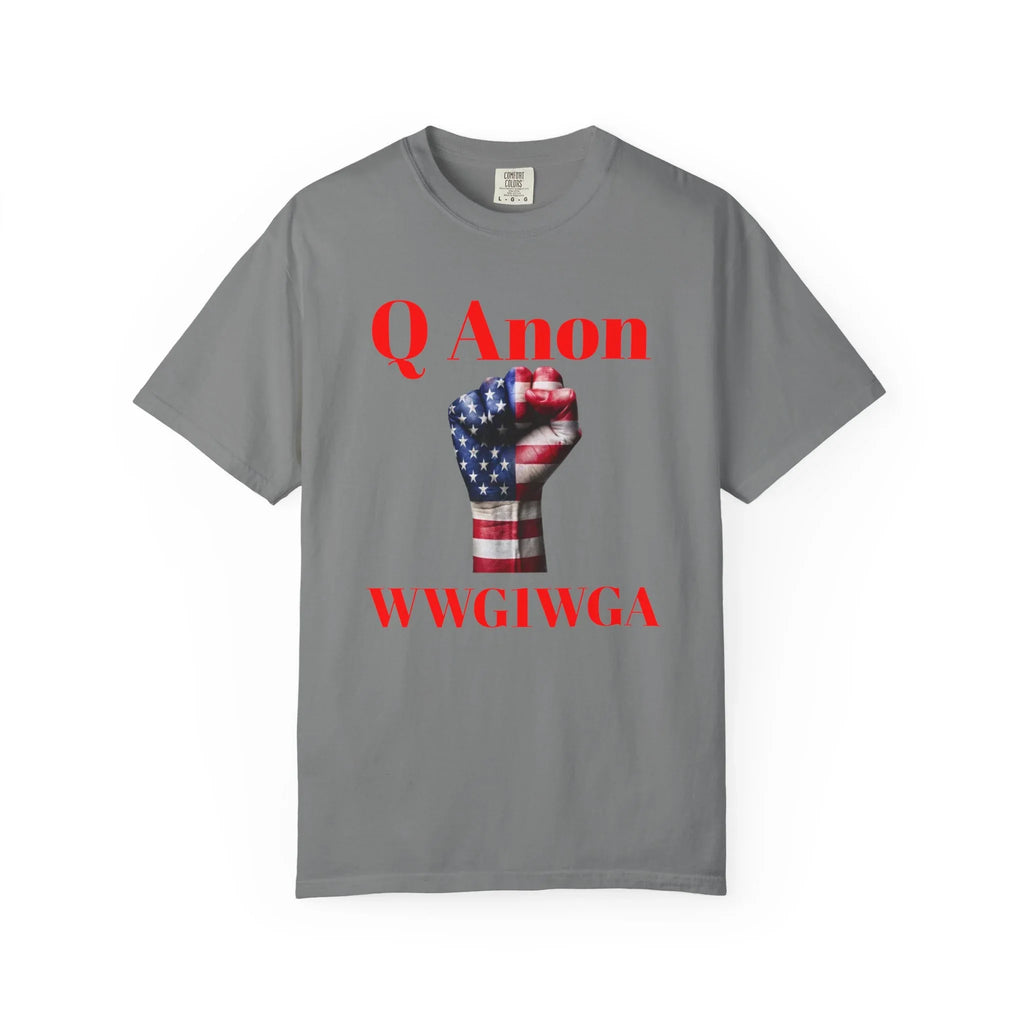 Q Anon Fist T-shirt | WWG1WGA Print - 250 USA Celebration