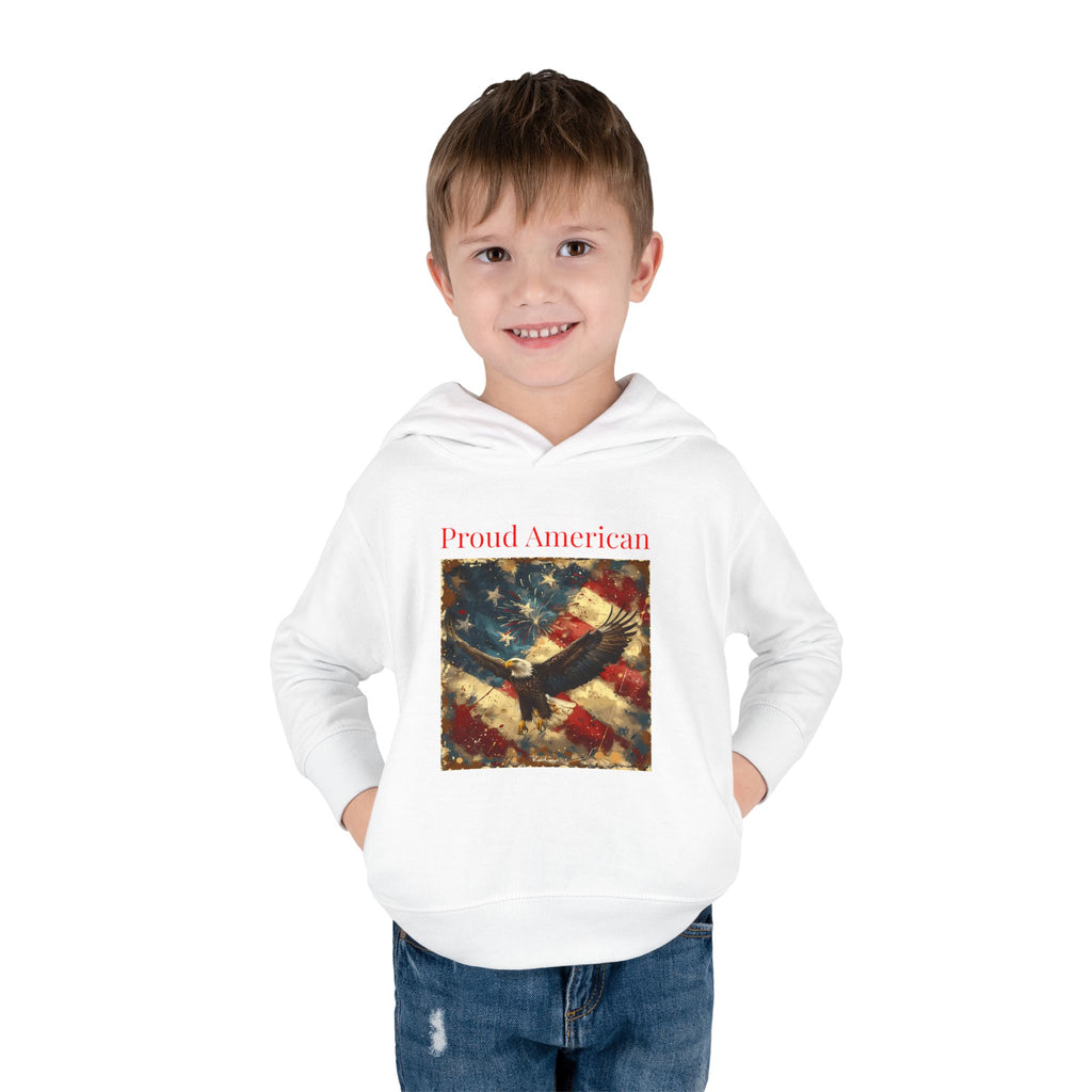 Toddler Hoodie — "Proud American" Eagle & Flag Pullover