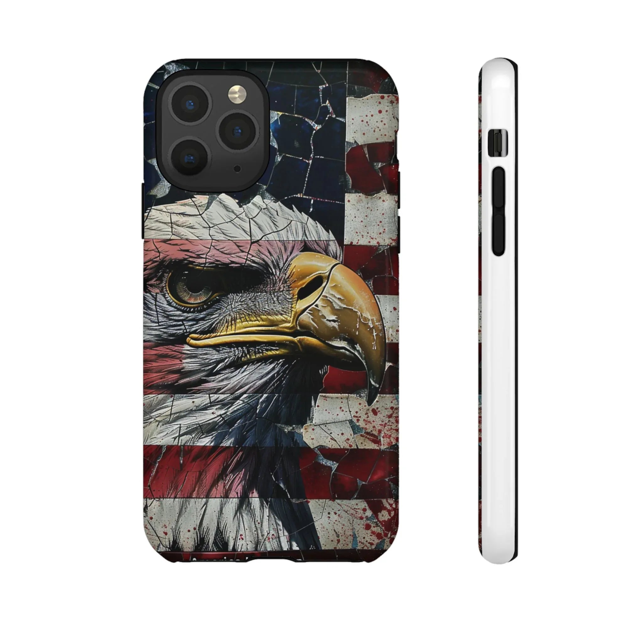 American Flag Bald Eagle phone case | Patriotic iPhone cover, cracked vintage flag design - 250 USA Celebration