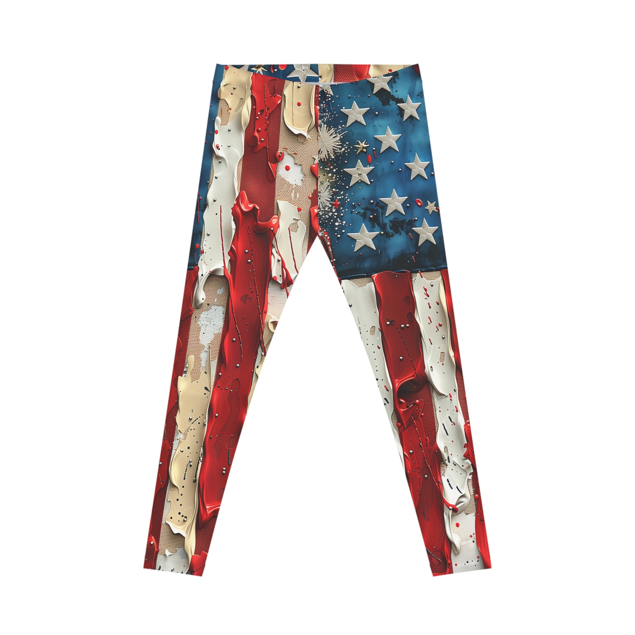 American Flag Water Droplet Leggings — Patriotic All-Over Print