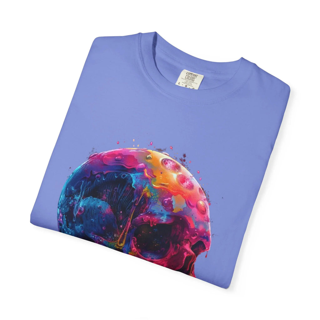 Colorful Drip Skull T-shirt | Watercolor Skull Shirt, Artistic Gothic Tee - 250 USA Celebration