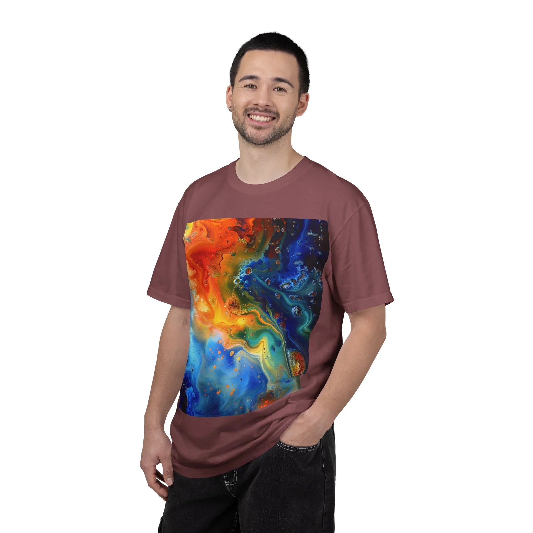Colorful Abstract Swirl T-Shirt, psychedelic design blooms with surreal depth, blending free-flowing lines and bold swirls - 250 USA Celebration