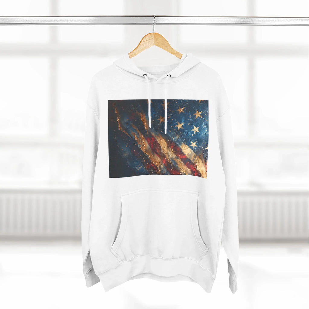 Distressed American Flag Hoodie | Vintage USA Stars Stripes Pullover - 250 USA Celebration