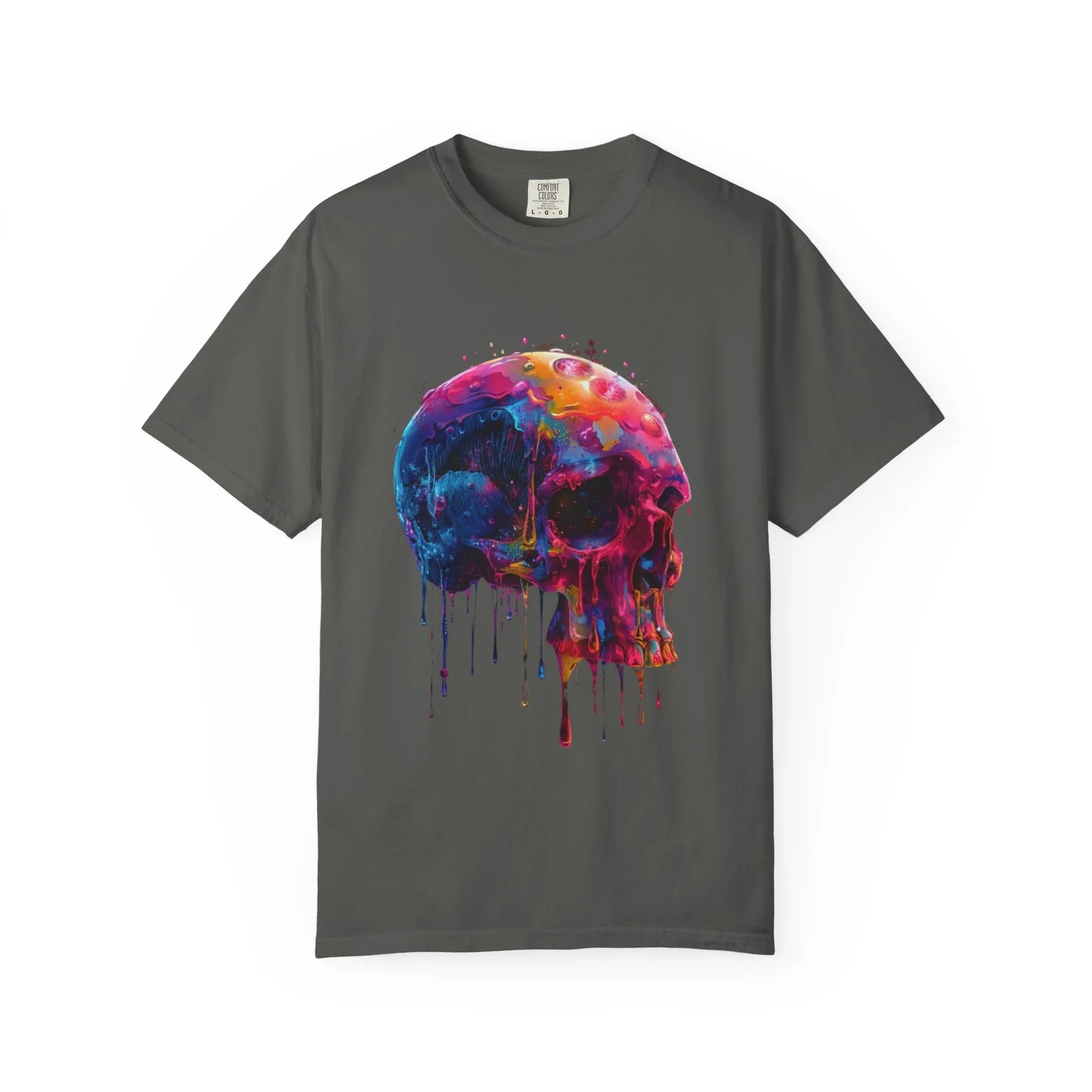 Colorful Drip Skull T-shirt | Watercolor Skull Shirt, Artistic Gothic Tee - 250 USA Celebration