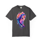 Colorful Watercolor Dolphin T-shirt | Vibrant Ocean Dolphin Tee Chrome Y2K Fantasy Dolphins & Butterflies T-Shirt | Airbrushed Liquid Metal - 250 USA Celebration