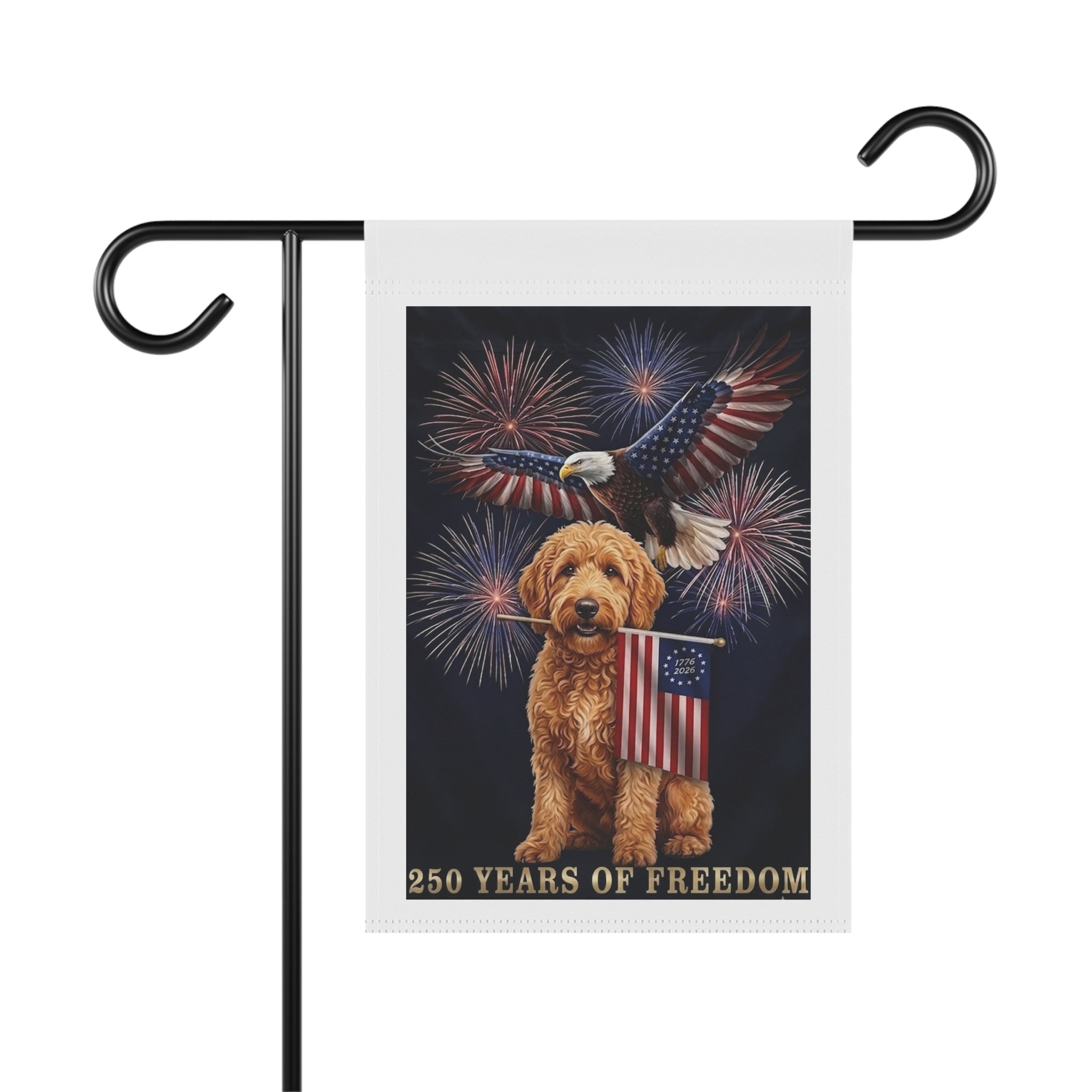 Official 250th Anniversary Patriotic Goldendoodle Garden Flag