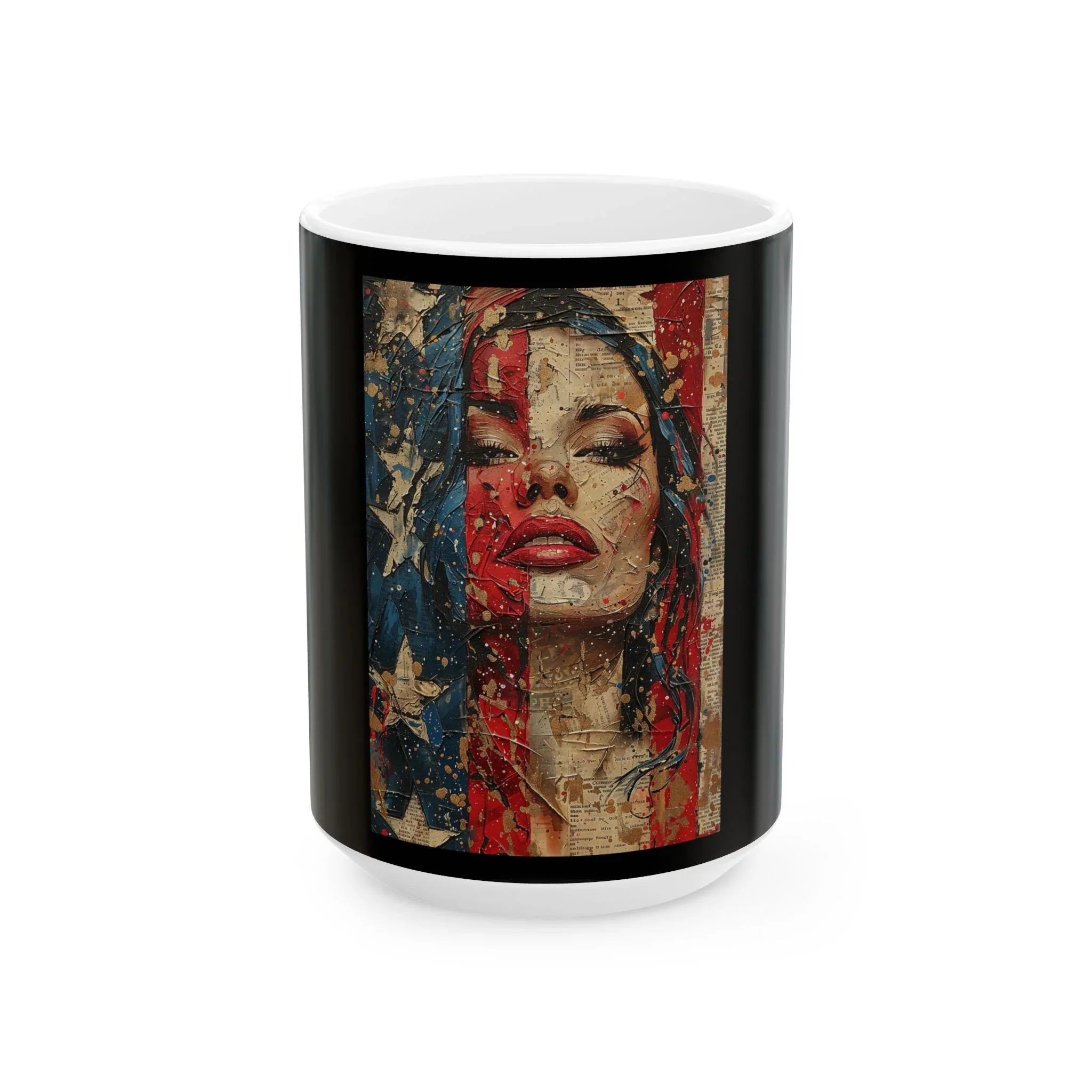 Vintage American Flag Mug, Patriotic Coffee Cup, Ideal Gift for Veterans, Independence Day Decor, Unique Homeware, Rustic Style - 250 USA Celebration