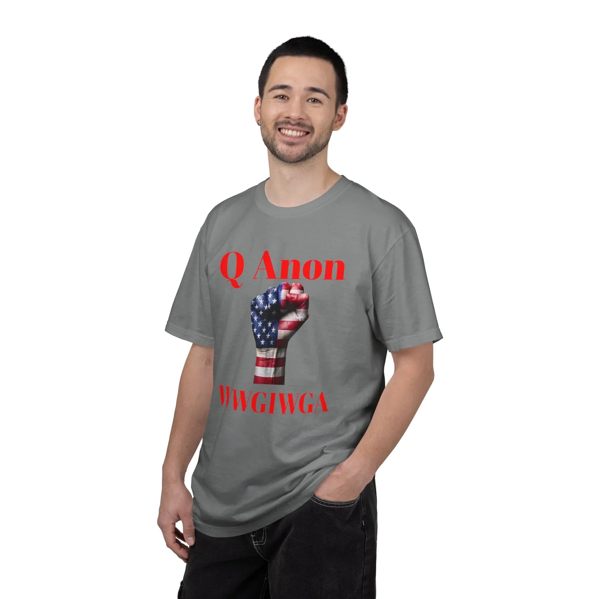 Q Anon Fist T-shirt | WWG1WGA Print - 250 USA Celebration