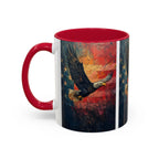 Colorful Mugs (11oz, 15oz) American Eagle Flying Coffee Cup, Patriotic American Eagle flying with American Flag in background - 250 USA Celebration