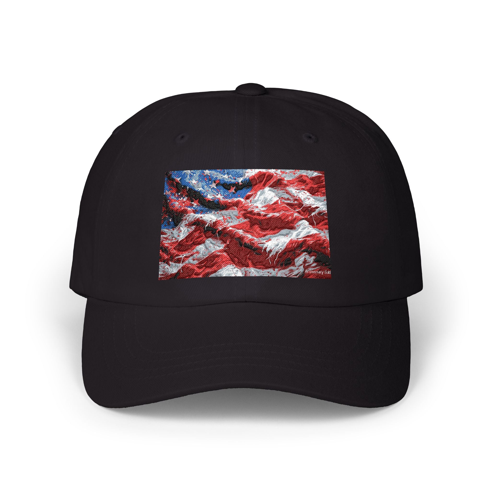 American Flag Dad Cap — Red White Blue Sequin Wave Baseball Hat