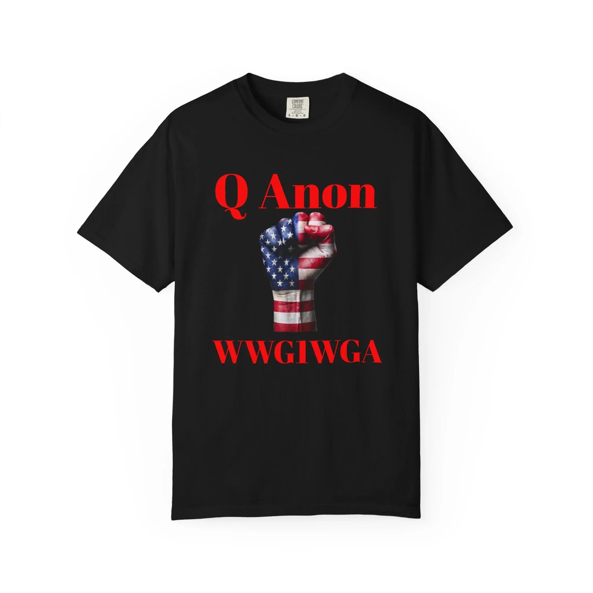 Q Anon Fist T-shirt | WWG1WGA Print - 250 USA Celebration