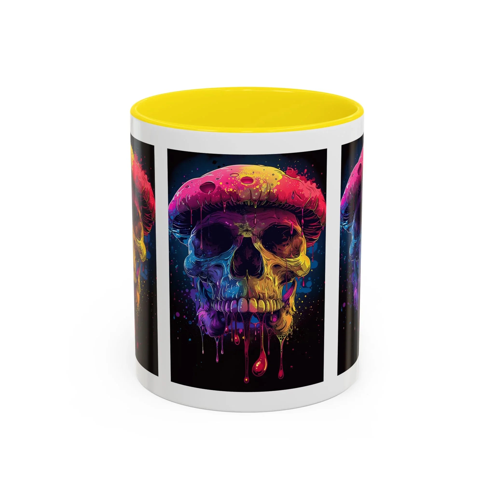 Psychedelic Mushroom Skull Rainbow Drip Mug | Blacklight Reactive Coffee Mug - 250 USA Celebration