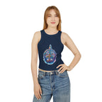 Watercolor Peace Sign Racer Tank Top | Tie Dye Boho Hippie - 250 USA Celebration