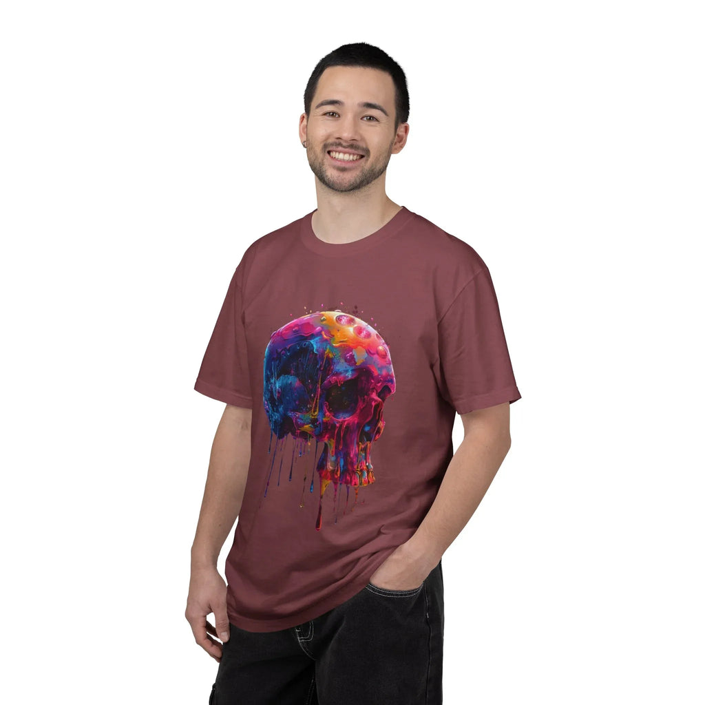 Colorful Drip Skull T-shirt | Watercolor Skull Shirt, Artistic Gothic Tee - 250 USA Celebration