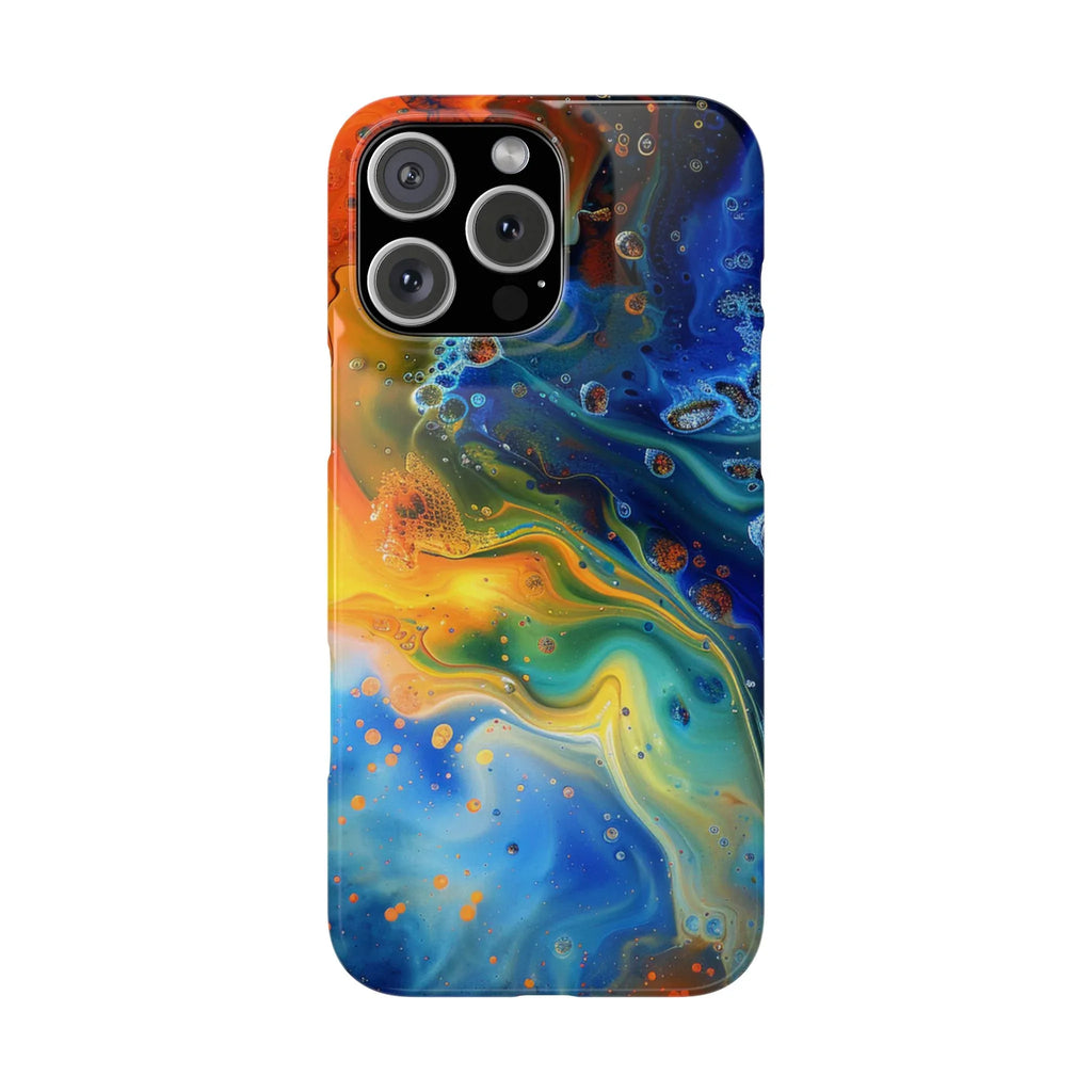 Abstract Color Swirl Slim Phone Case | Blue Orange Marble Galaxy - 250 USA Celebration
