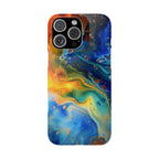 Abstract Color Swirl Slim Phone Case | Blue Orange Marble Galaxy - 250 USA Celebration