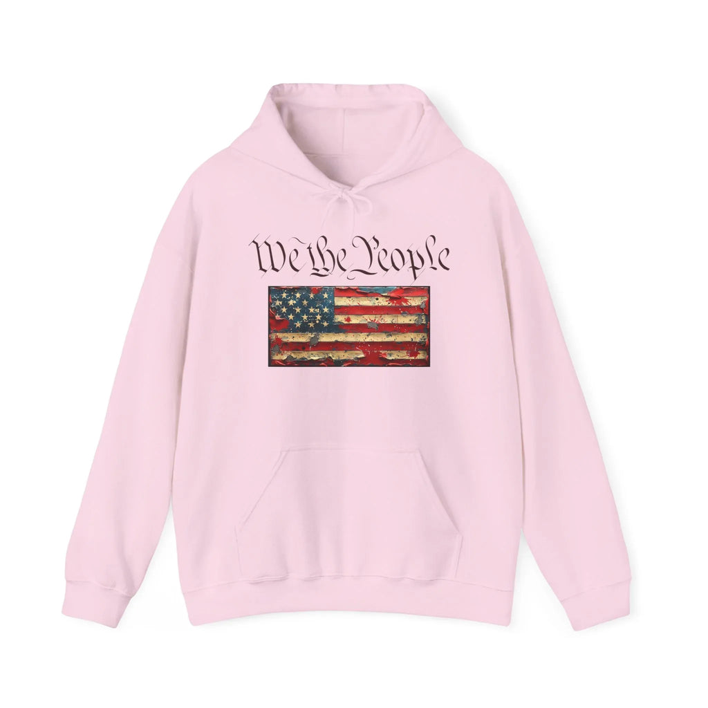 We The People distressed American flag Hoodie | Patriotic Constitution design - 250 USA Celebration