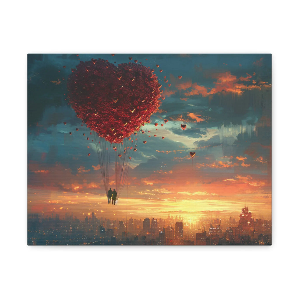 Romantic Canvas Wall Art, Love, Heart Balloon Art, Gift for Couples, Valentines Wall Decor, Valentine's Day Women's Merchandise, Valentines - 250 USA Celebration