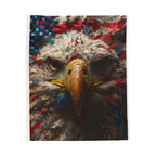 American Flag Bald Eagle Velveteen Plush Blanket | Patriotic Eagle Throw