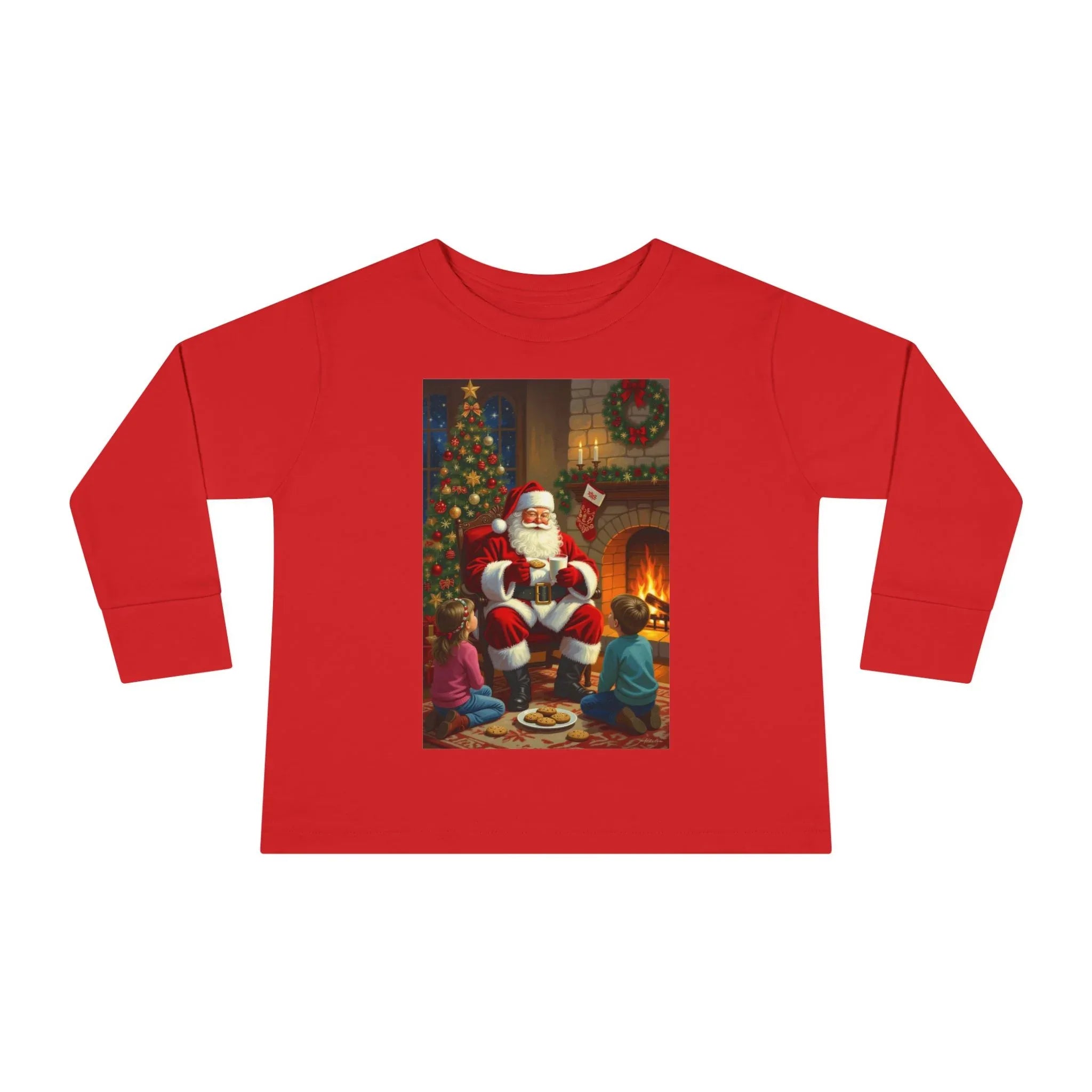 Christmas Santa Toddler Long Sleeve Tee, Holiday Shirt for Kids, Festive Outfit, Winter Apparel, Cute Christmas Gift, Family Photoshoot - 250 USA Celebration