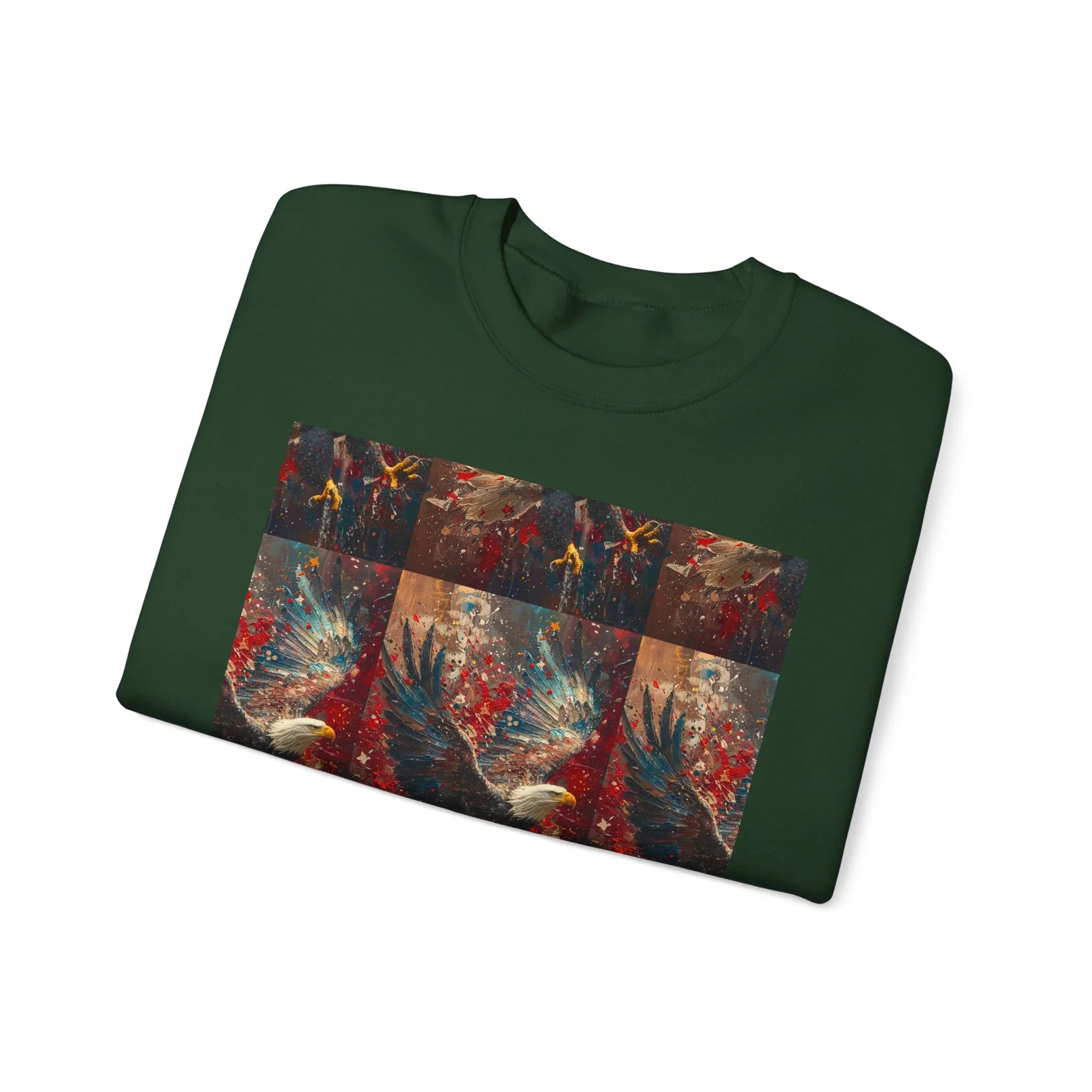 God Bless America Eagle Artwork crewneck sweatshirt | Patriotic eagle collage - 250 USA Celebration