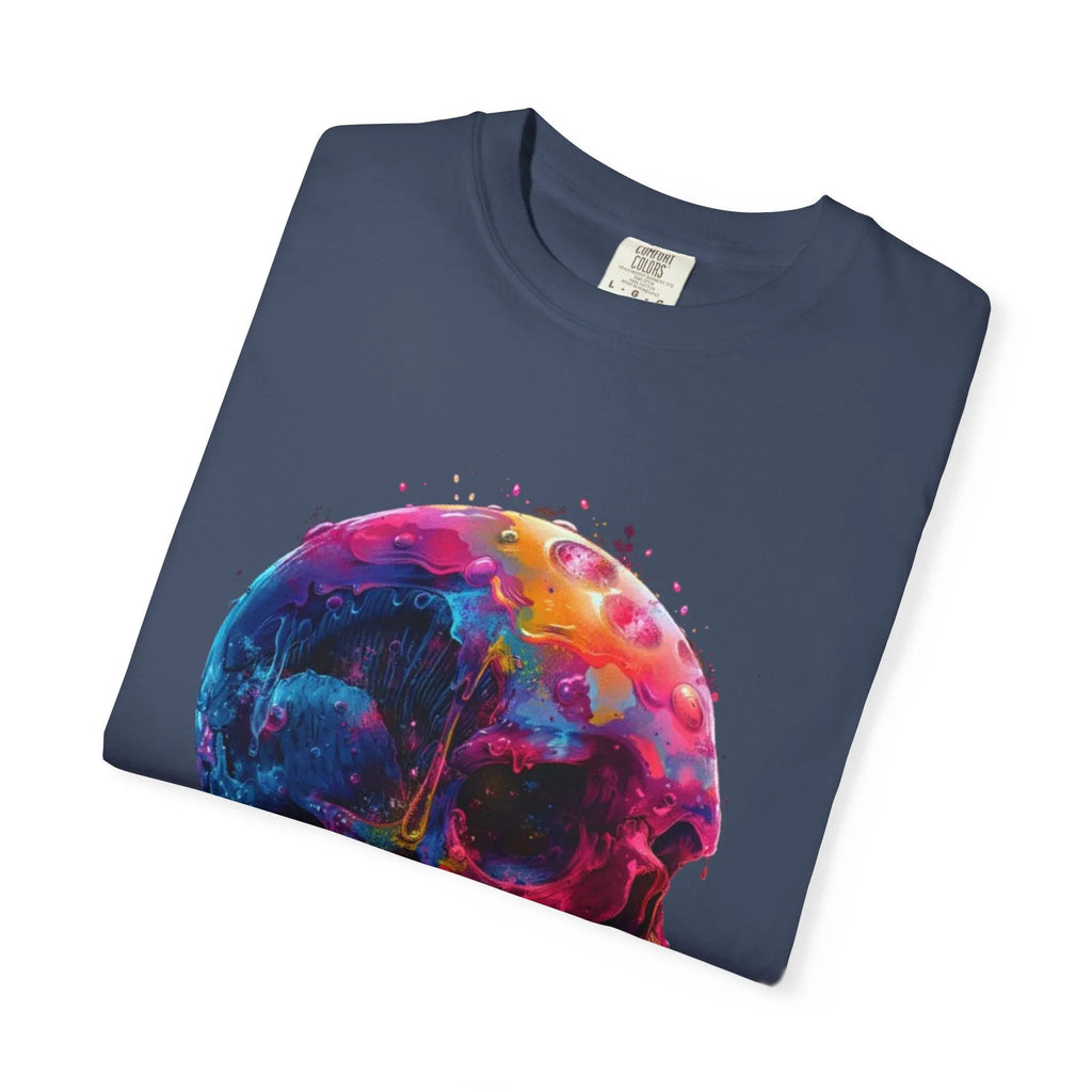 Colorful Drip Skull T-shirt | Watercolor Skull Shirt, Artistic Gothic Tee - 250 USA Celebration