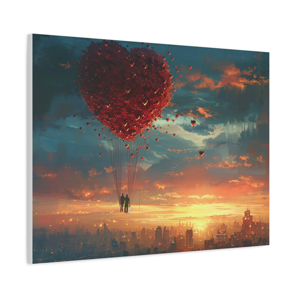 Romantic Canvas Wall Art, Love, Heart Balloon Art, Gift for Couples, Valentines Wall Decor, Valentine's Day Women's Merchandise, Valentines - 250 USA Celebration