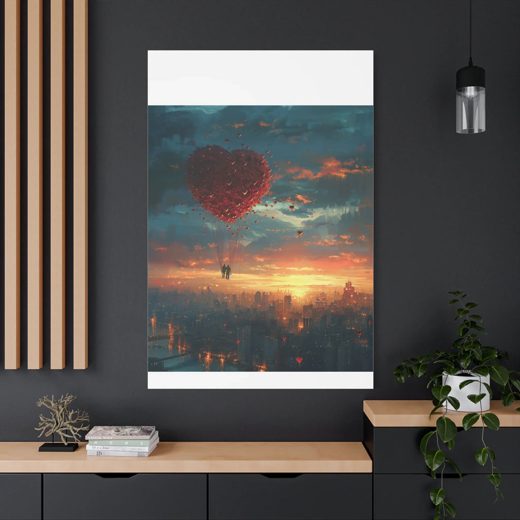 Romantic Canvas Wall Art, Love, Heart Balloon Art, Gift for Couples, Valentines Wall Decor, Valentine's Day Women's Merchandise, Valentines - 250 USA Celebration