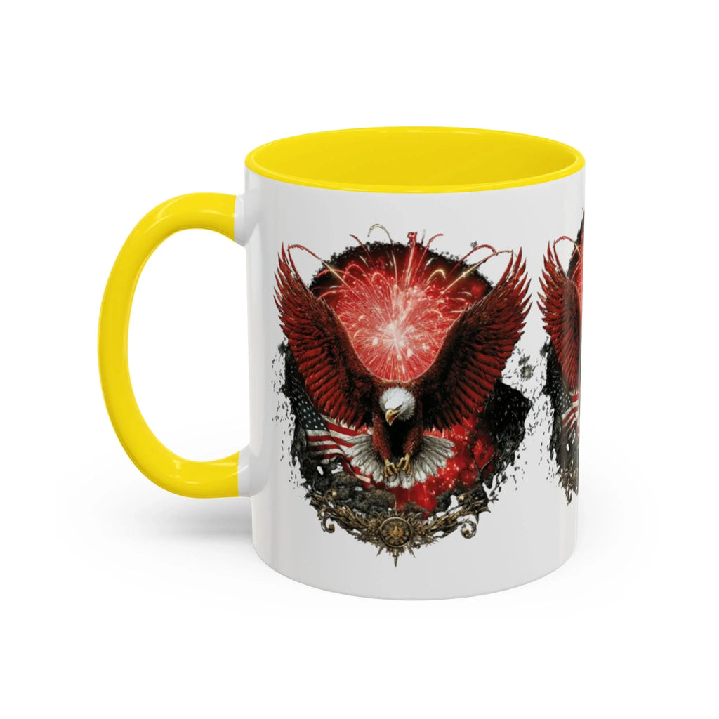 Red Eagle Emblem Accent Coffee Mug | Patriotic Eagle Design - 250 USA Celebration