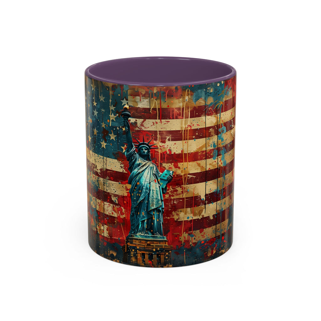 Liberty Statue American Flag Coffee Mug — Patriotic Vintage Accent Mug (11/15oz)