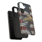 American Flag Bald Eagle phone case | Patriotic iPhone cover, cracked vintage flag design - 250 USA Celebration